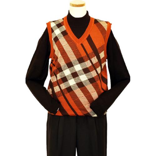 Prestige Rust/Brown/Beige Knitted Sweater Vest ARC-707PE